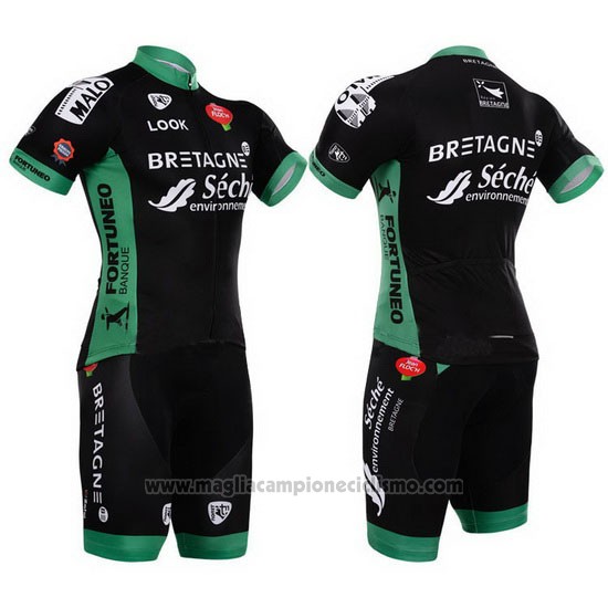 2015 Abbigliamento Ciclismo Seche Nero e Verde Manica Corta e Salopette